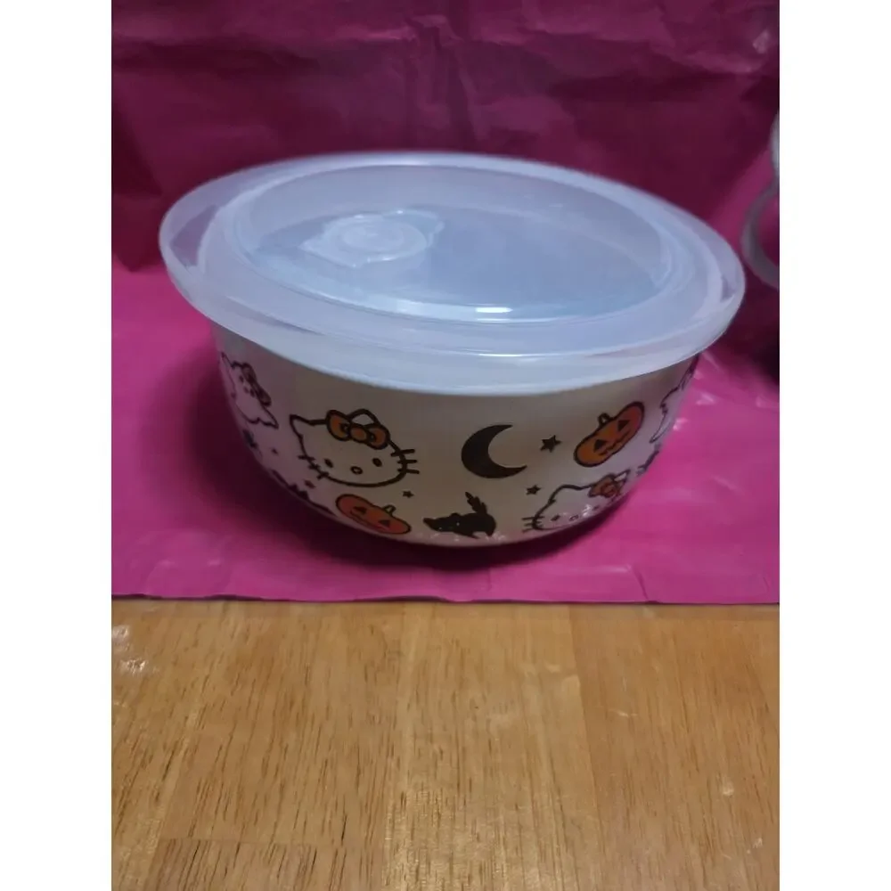 HELLO KITTY HALLOWEEN CERAMIC FOOD STORAGE CONTAINER Set Of 2 - 71/4